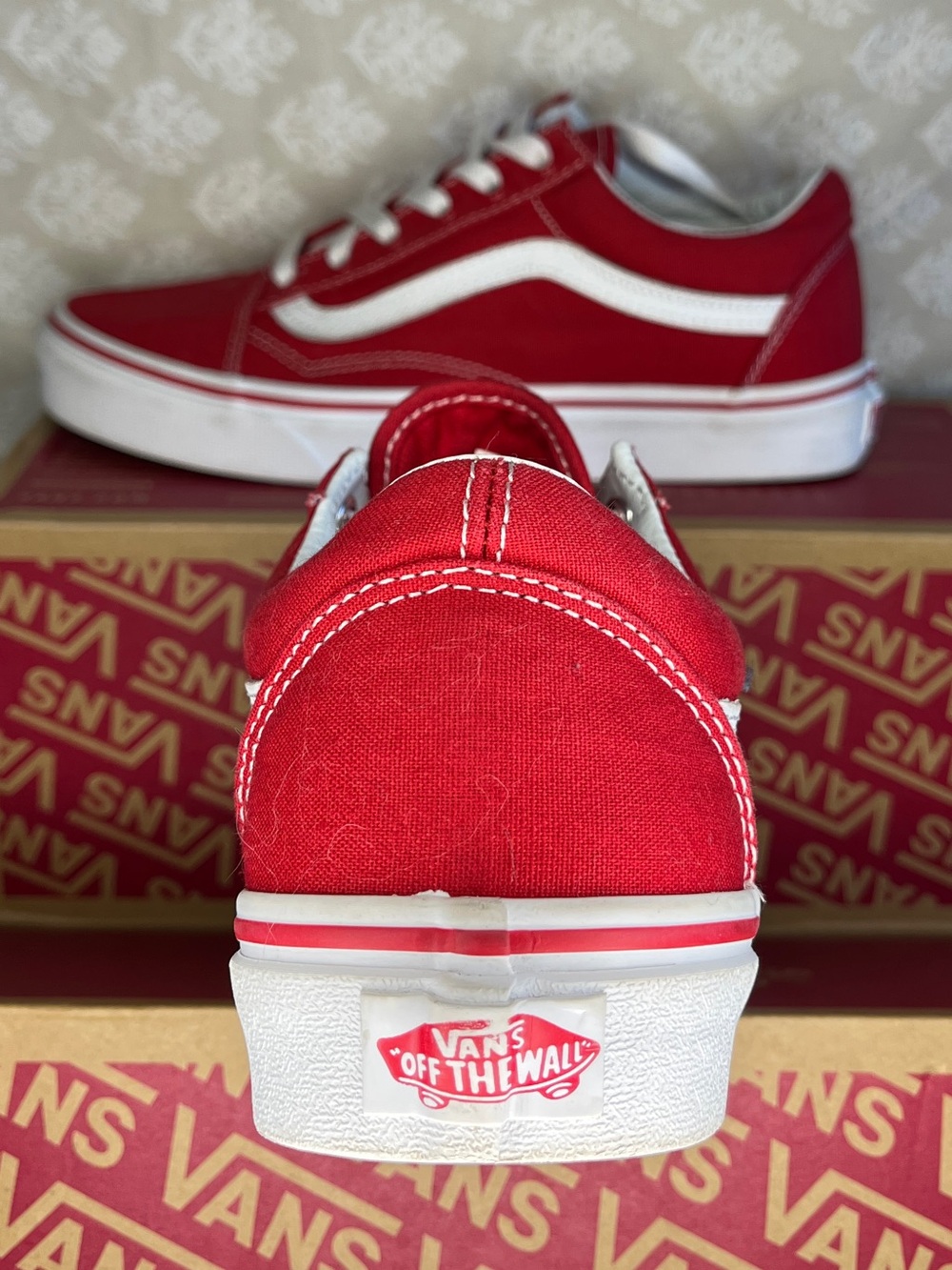 Vans Old Skool Sneakers - Red with White Stripe - Picture 3 of 8